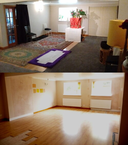 Meditation Hall before and during