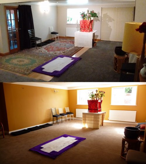The Meditation Hall before and after