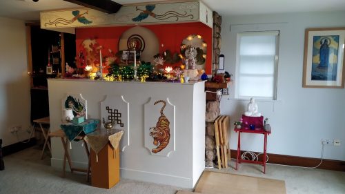 The main altar at Telford Buddhist Priory