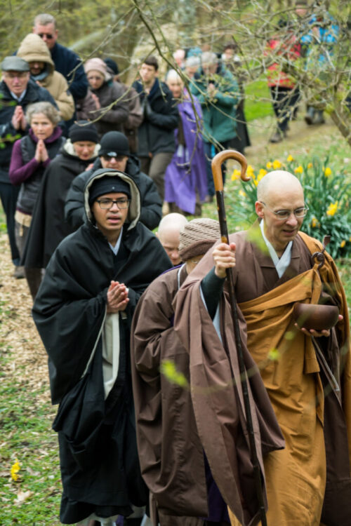 Click to enlarge Procession during the Jukai retreat at Throssel
