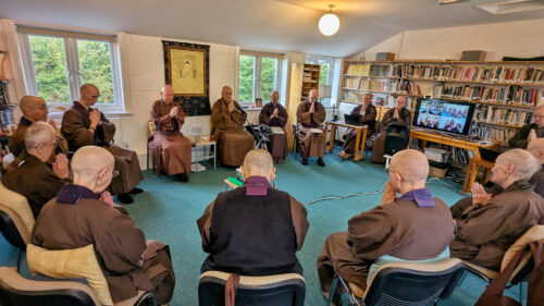 Reciting the Three Homages together at one of the meetings